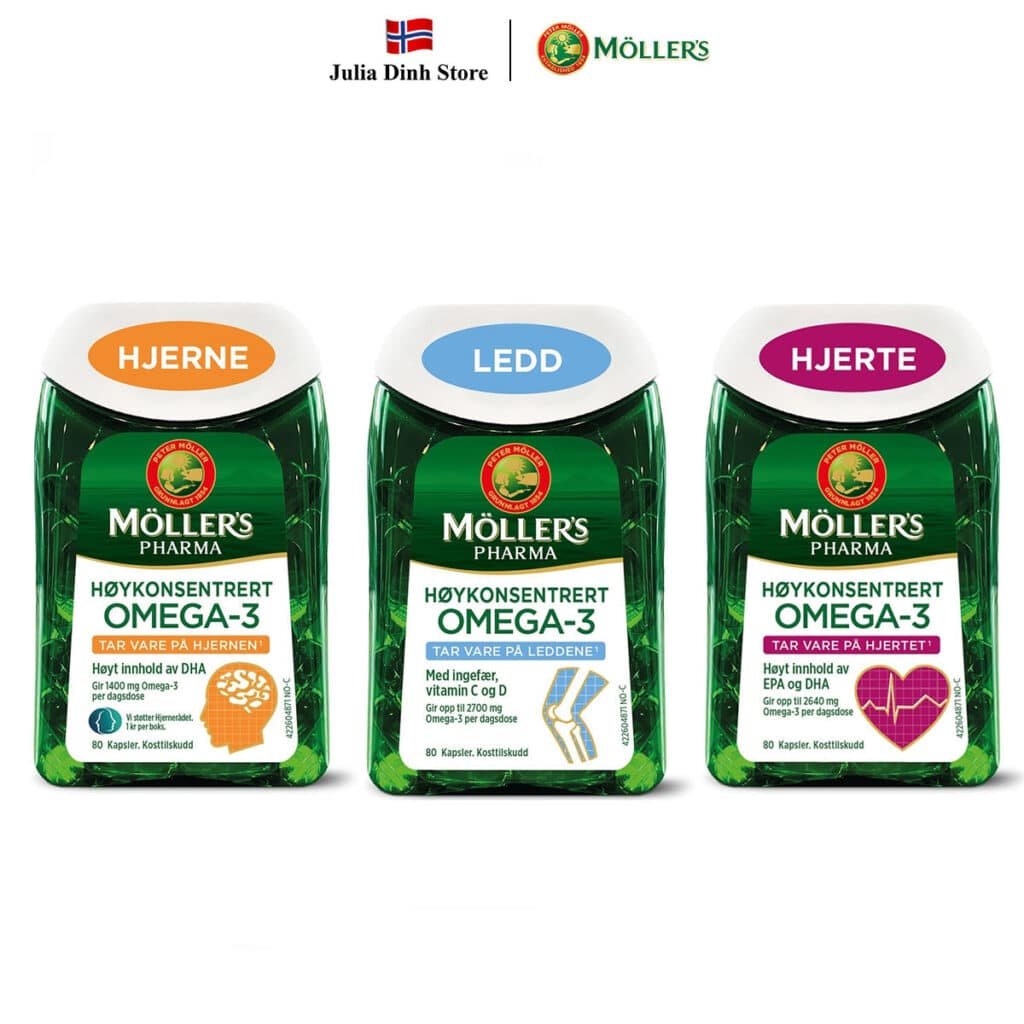 Dầu Cá Omega 3 Mollers Pharma Hoykonsentrert Ledd Hỗ Trợ Khớp (80 Viên)