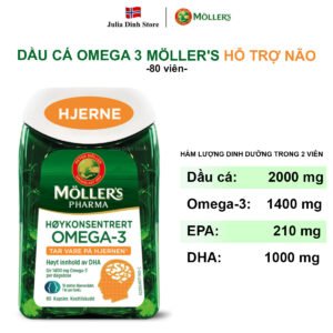 Dầu cá Omega 3 Mollers Pharma Hoykonsentrert Hjerne hỗ trợ não (80 viên)