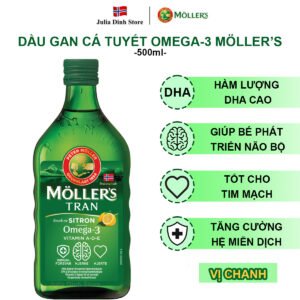 Dầu gan cá tuyết Mollers Tran bổ sung Omega 3 hương chanh (500ml)