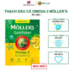 Thạch dầu cá Mollers Omega 3 hương vị cam Nauy hộp 36 viên