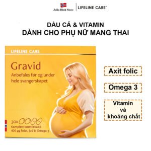 Dầu cá và vitamin Lifeline Care Gravid dành phụ nữ đang mang thai (5 vỉ x 6 liều)