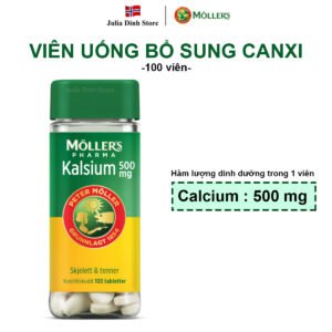 Viên uống bổ sung Canxi Mollers Pharma Kalsium 500 mg nội địa Na Uy (100 viên)