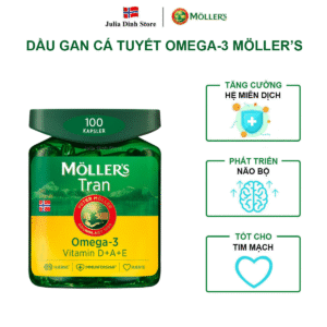 Dầu gan cá tuyết Mollers Trankapsler bổ sung Omega 3 (100 viên) - nội địa Na Uy